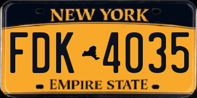 NY license plate FDK4035