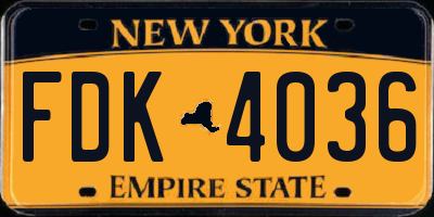 NY license plate FDK4036