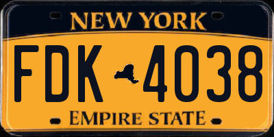 NY license plate FDK4038