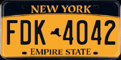 NY license plate FDK4042