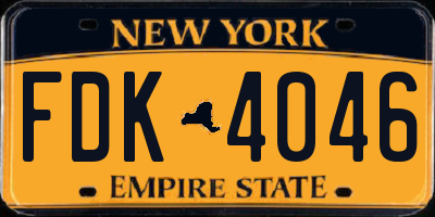 NY license plate FDK4046