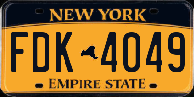 NY license plate FDK4049