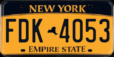 NY license plate FDK4053