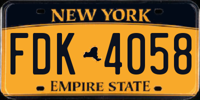 NY license plate FDK4058
