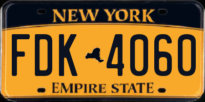 NY license plate FDK4060