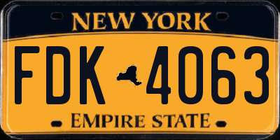 NY license plate FDK4063