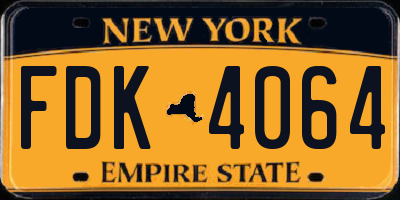 NY license plate FDK4064
