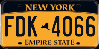NY license plate FDK4066