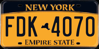 NY license plate FDK4070
