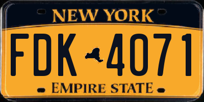 NY license plate FDK4071