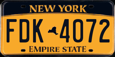 NY license plate FDK4072