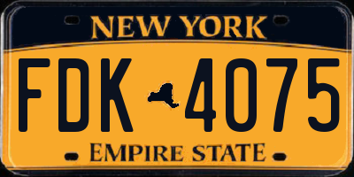 NY license plate FDK4075