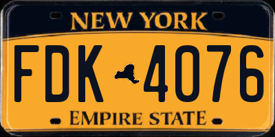 NY license plate FDK4076