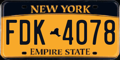 NY license plate FDK4078