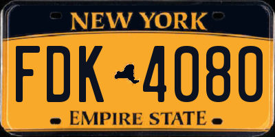NY license plate FDK4080
