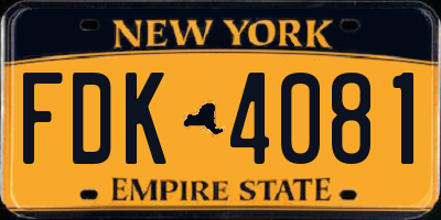 NY license plate FDK4081