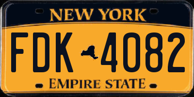 NY license plate FDK4082