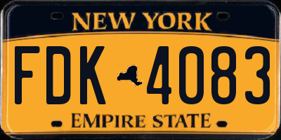 NY license plate FDK4083