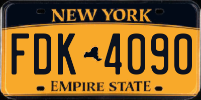 NY license plate FDK4090