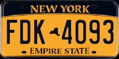 NY license plate FDK4093