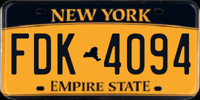 NY license plate FDK4094