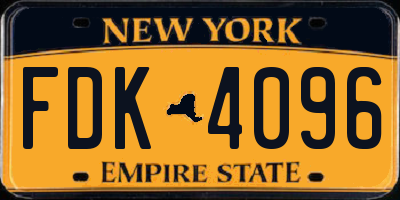NY license plate FDK4096
