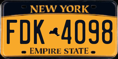 NY license plate FDK4098