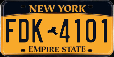 NY license plate FDK4101