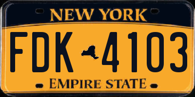 NY license plate FDK4103