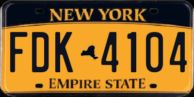 NY license plate FDK4104