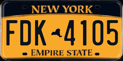 NY license plate FDK4105