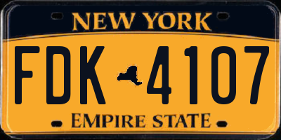 NY license plate FDK4107
