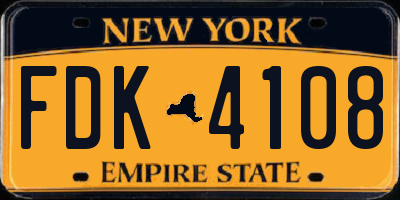NY license plate FDK4108