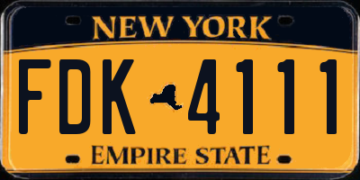 NY license plate FDK4111