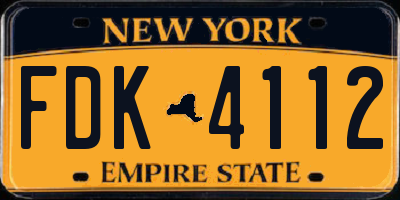 NY license plate FDK4112