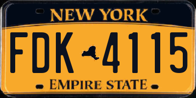 NY license plate FDK4115