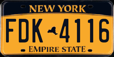 NY license plate FDK4116
