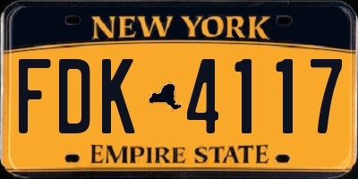 NY license plate FDK4117