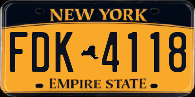 NY license plate FDK4118