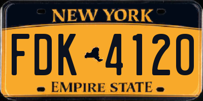 NY license plate FDK4120