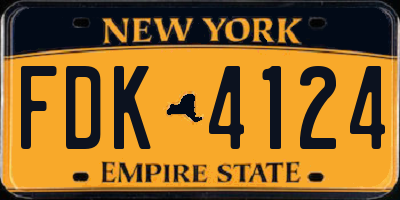 NY license plate FDK4124