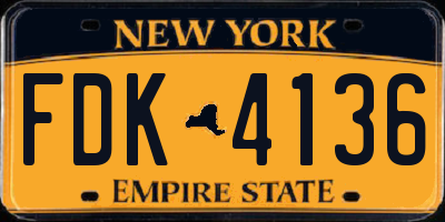 NY license plate FDK4136