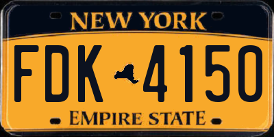 NY license plate FDK4150