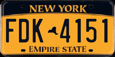 NY license plate FDK4151
