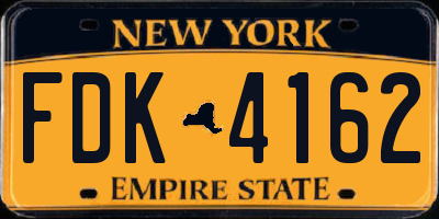 NY license plate FDK4162