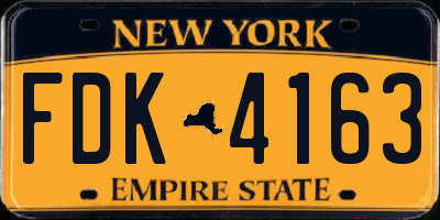 NY license plate FDK4163