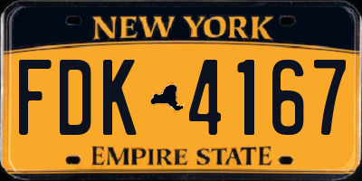 NY license plate FDK4167