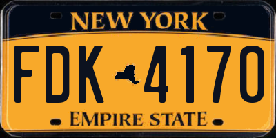 NY license plate FDK4170
