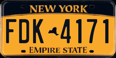 NY license plate FDK4171