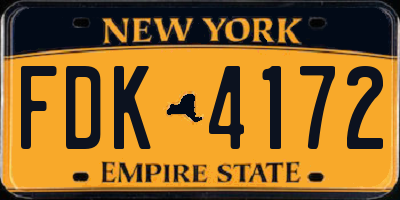 NY license plate FDK4172